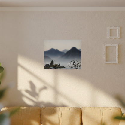 Mountain Mist Karesansui Canvas Art | Contemplative Zen Art