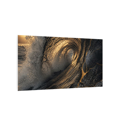 Kanso Ocean Wave Canvas Art - Kintsugi Gold Vein