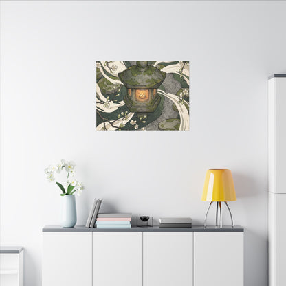Zen Stone Lantern in Candlelight | Ukiyo E Inspired Canvas Art