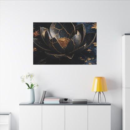 Moonlight Lotus Flower Canvas Art - Kintsugi Fukinsei