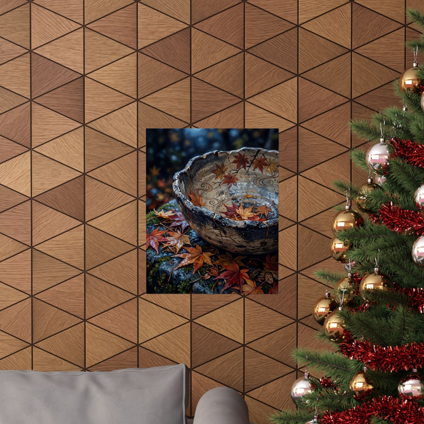 Autumn Ceramic Bowl Japanese Pattern Wall Art Print | Earthy Decor