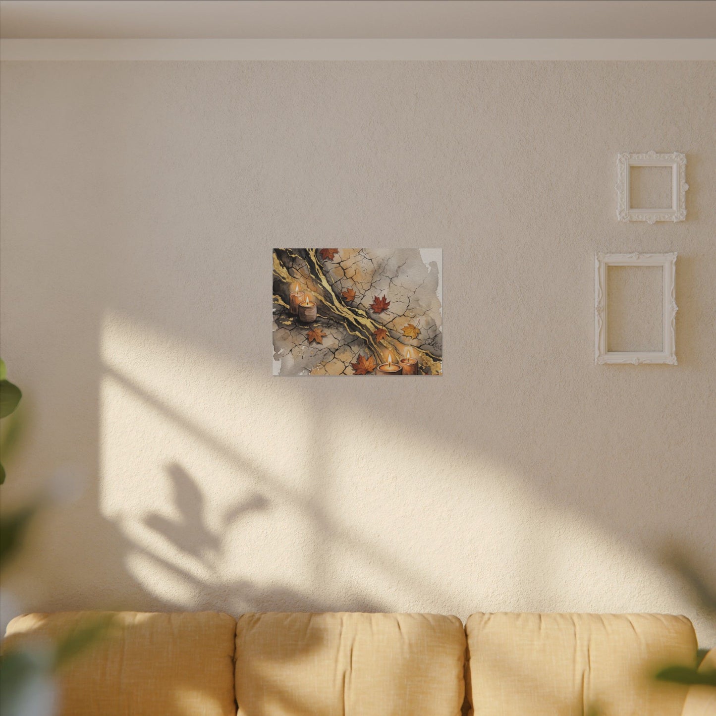 Cracked Earth Autumn Canvas Art | Japandi Warm Design