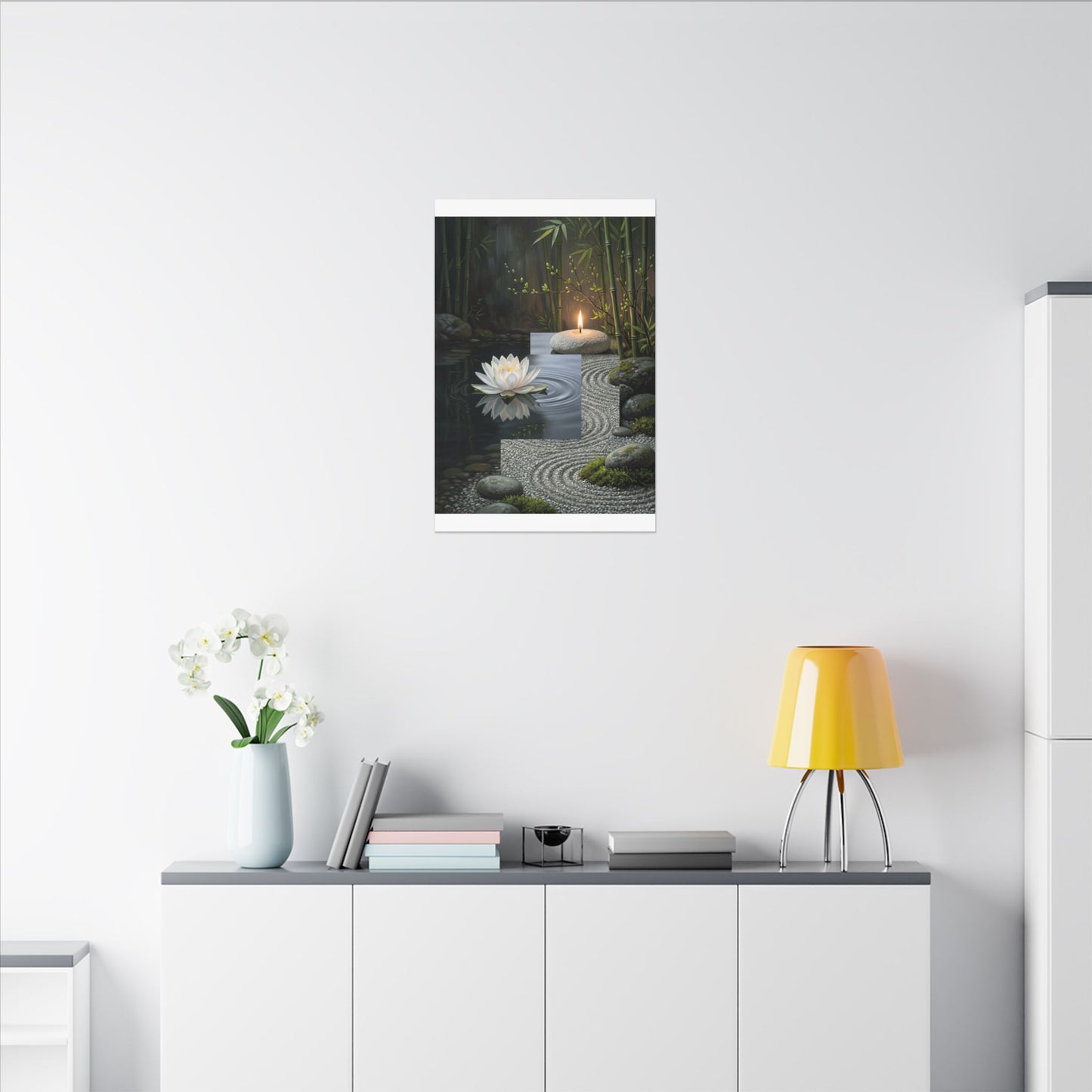 Candlelight Lotus Flower Canvas Art - Zen Kanso