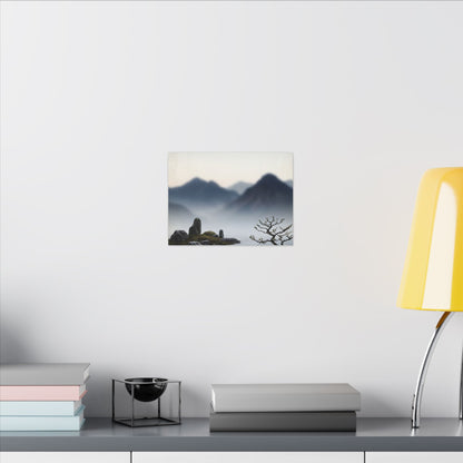 Mountain Mist Karesansui Canvas Art | Contemplative Zen Art