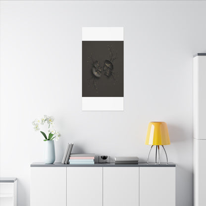 Sophisticated Broken Pottery Canvas Art - Charcoal Ink Dark Japandi