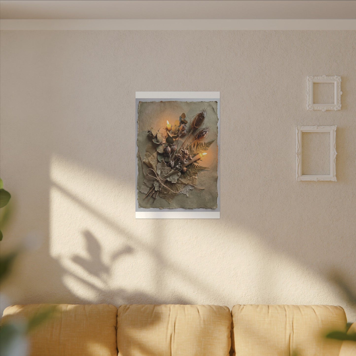 Dried Flowers Texture Canvas Art | Warm Japandi Art