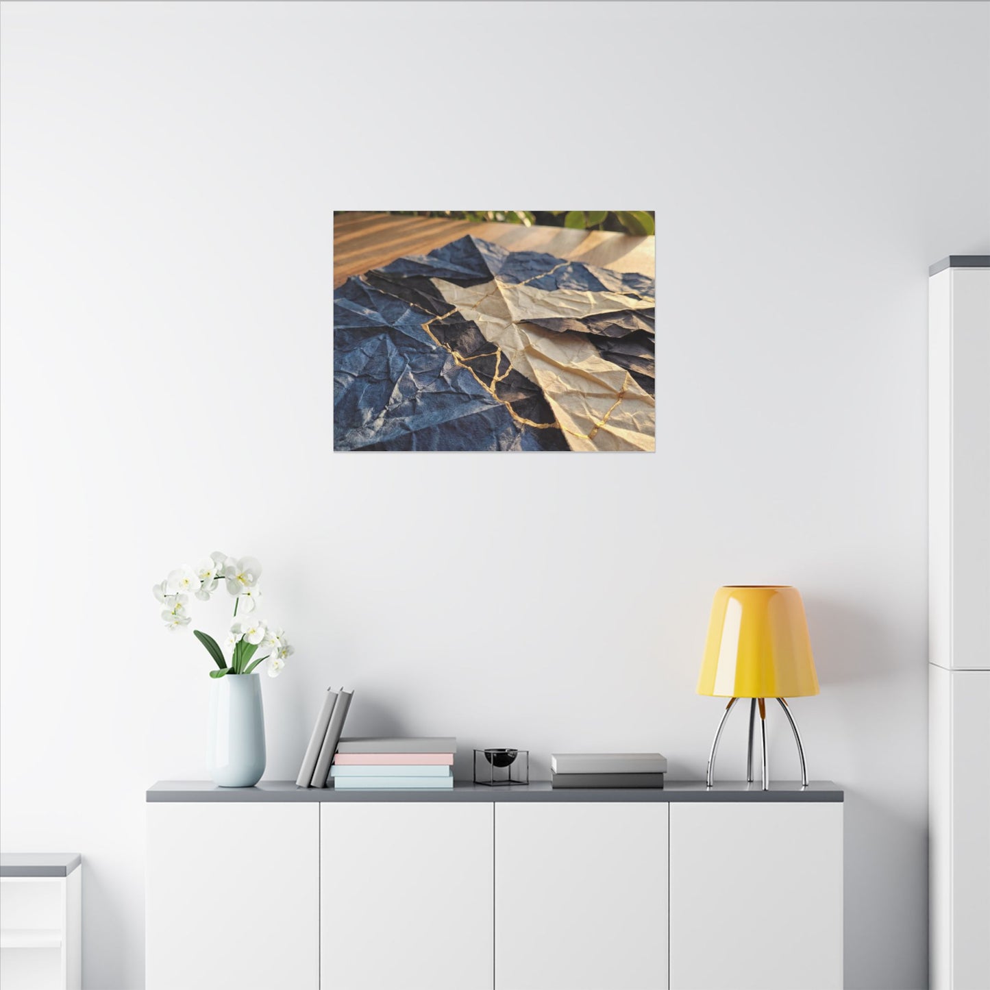 Golden Hour Paper Fold Canvas Art - Kintsugi Ma