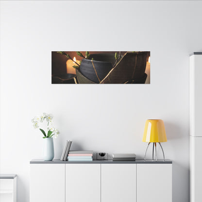 Broken Pottery Spring Canvas Art | Dark Japandi Luxurious Design