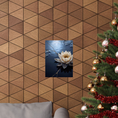 Winter Lotus Flower Gold Vein Wall Art Print | Resilient Decor