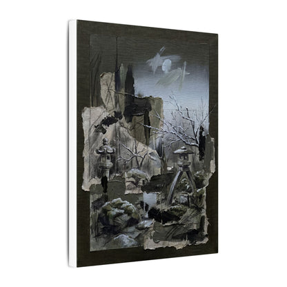 Winter Moonlit Garden Dark Texture Canvas Art | Moody Decor