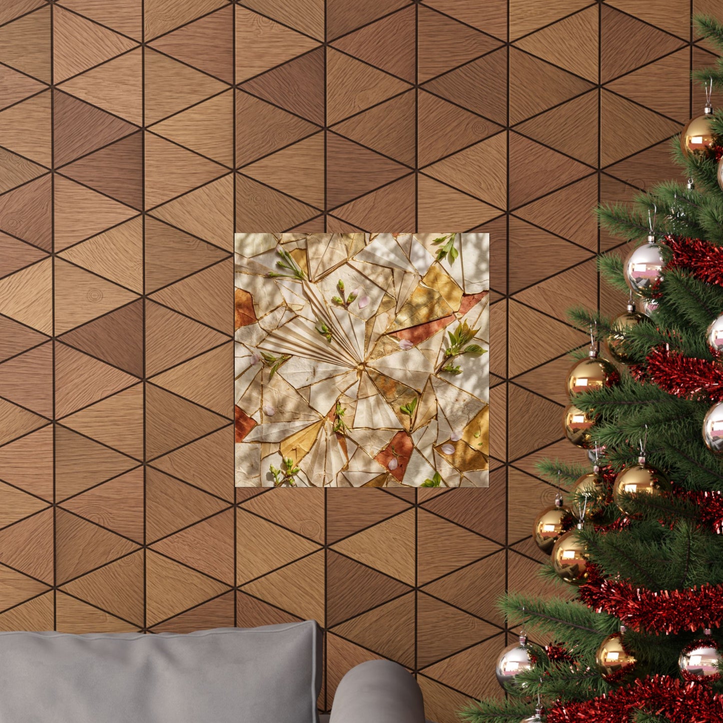 Artful Paper Fold Wall Art Print - Gold Repair Kintsugi