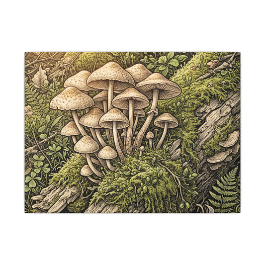 Kanso Wild Mushrooms Canvas Art - Cottagecore Vintage Botanical