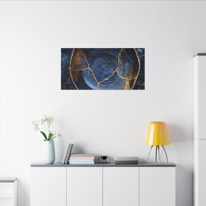 Kintsugi Ceramic Bowl in Moonlight | Crackle Gold Canvas Art