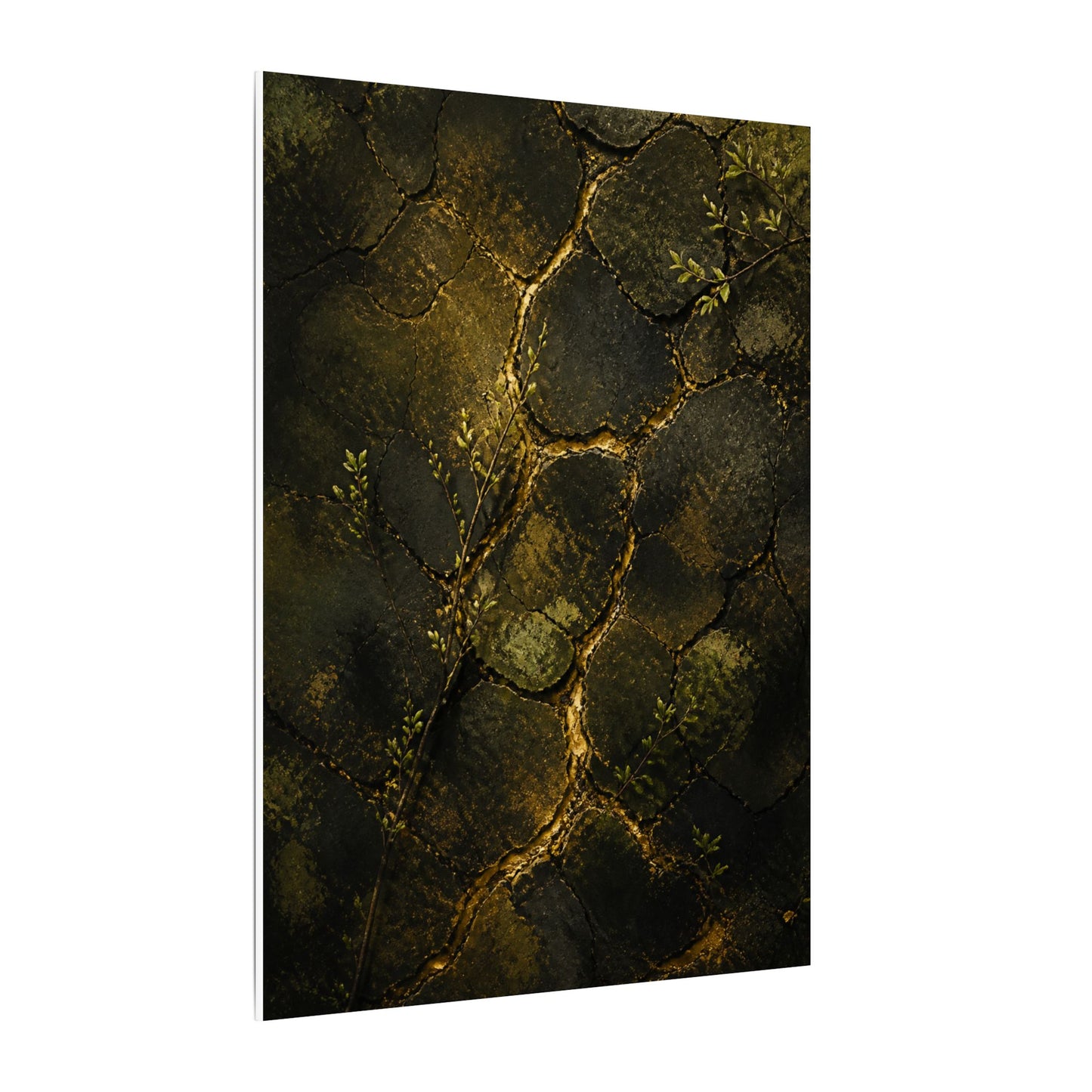 Shibui Cracked Earth Canvas Art - Dark Japandi Dark Texture