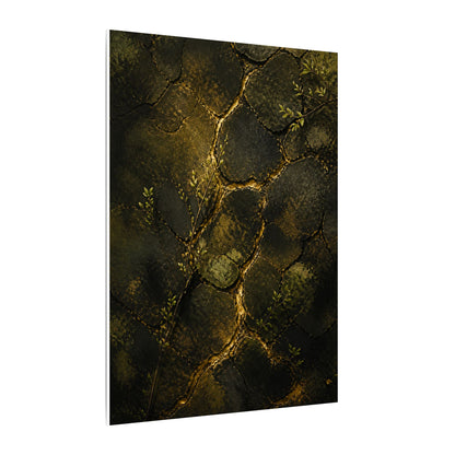 Shibui Cracked Earth Canvas Art - Dark Japandi Dark Texture