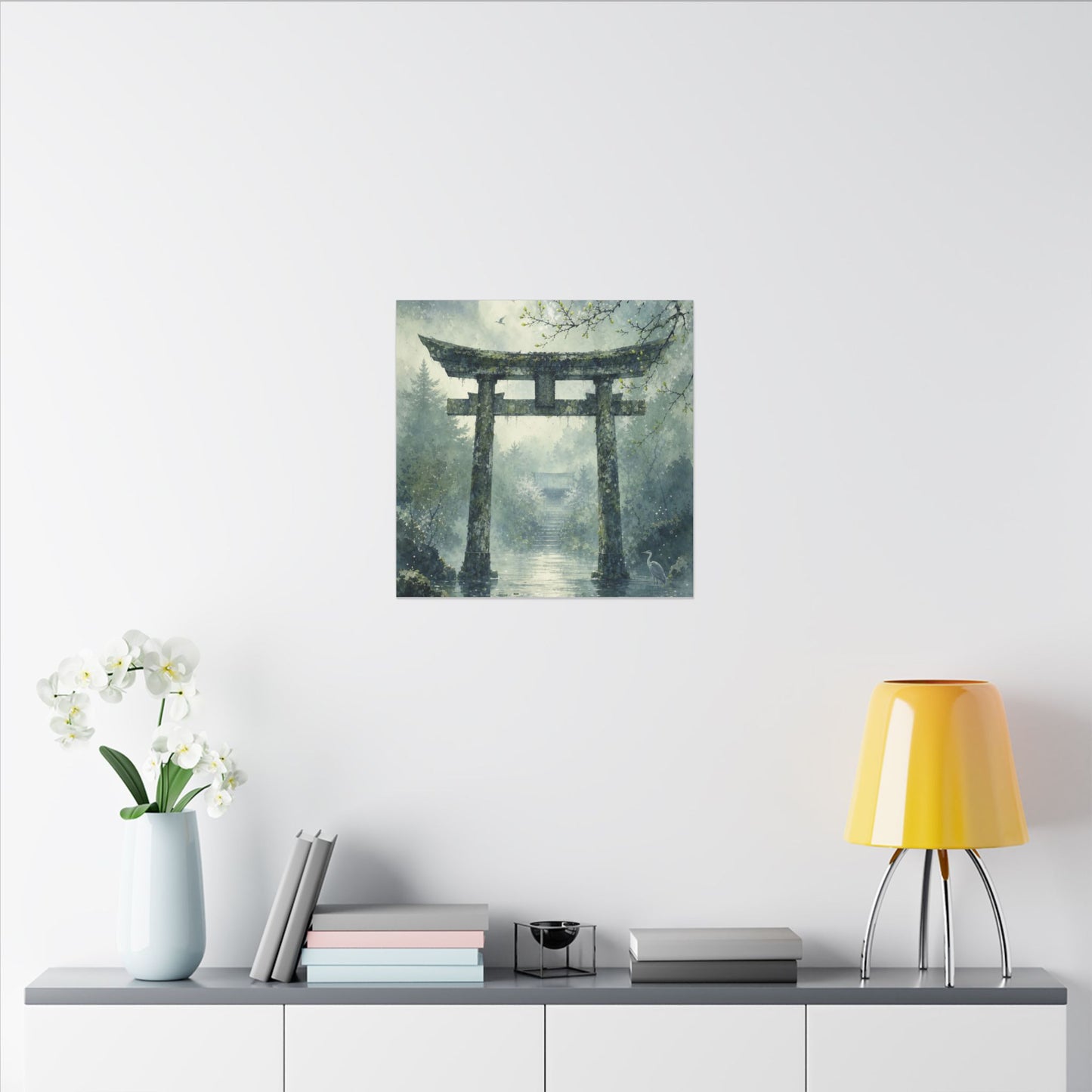 Earthy Torii Gate Canvas Art - Watercolor Japandi