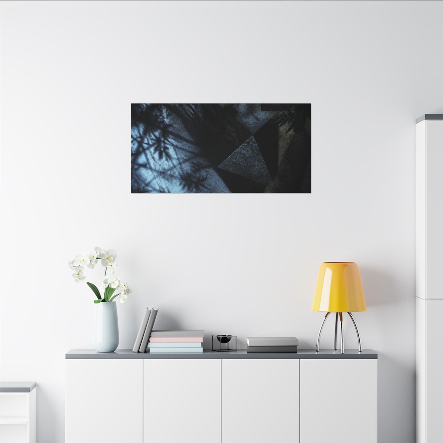 Shadow Play Winter Canvas Art | Dark Japandi Luxurious Design