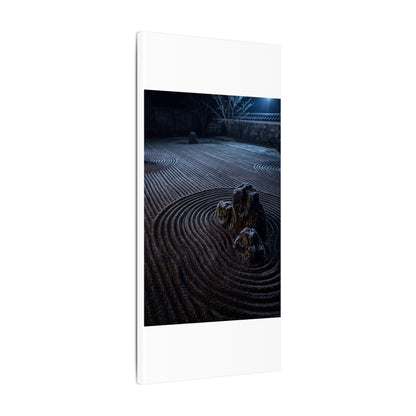Moonlight Rock Garden Canvas Art - Dark Japandi Seijaku