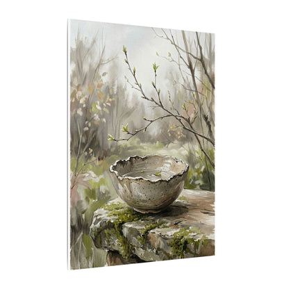 Japandi Ceramic Bowl in Overcast | Minimal Line Canvas Art