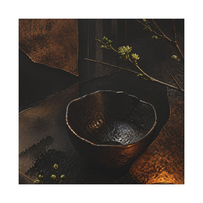 Atmospheric Ceramic Bowl Canvas Art - Shadow Zen Dark Japandi