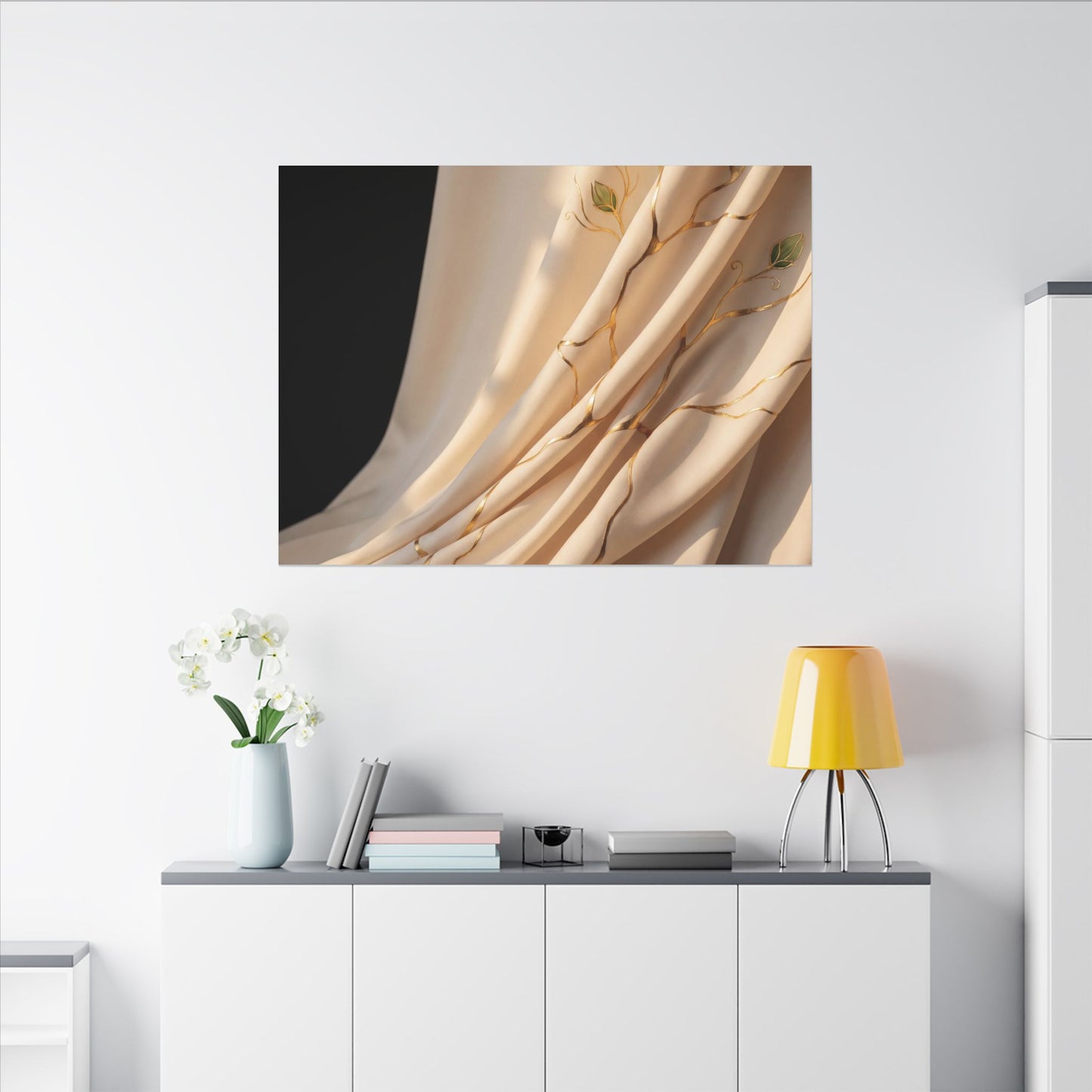 Golden Hour Silk Drape Canvas Art - Kintsugi Fukinsei