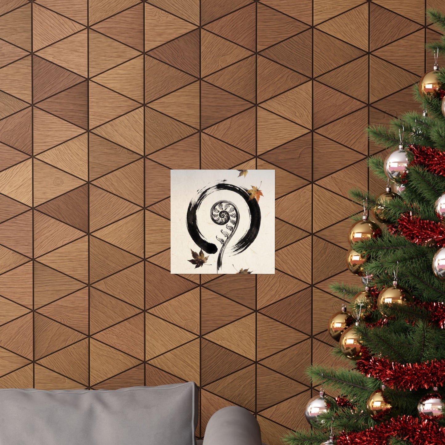 Autumn Fern Unfurling Enso Wall Art Print | Peaceful Decor