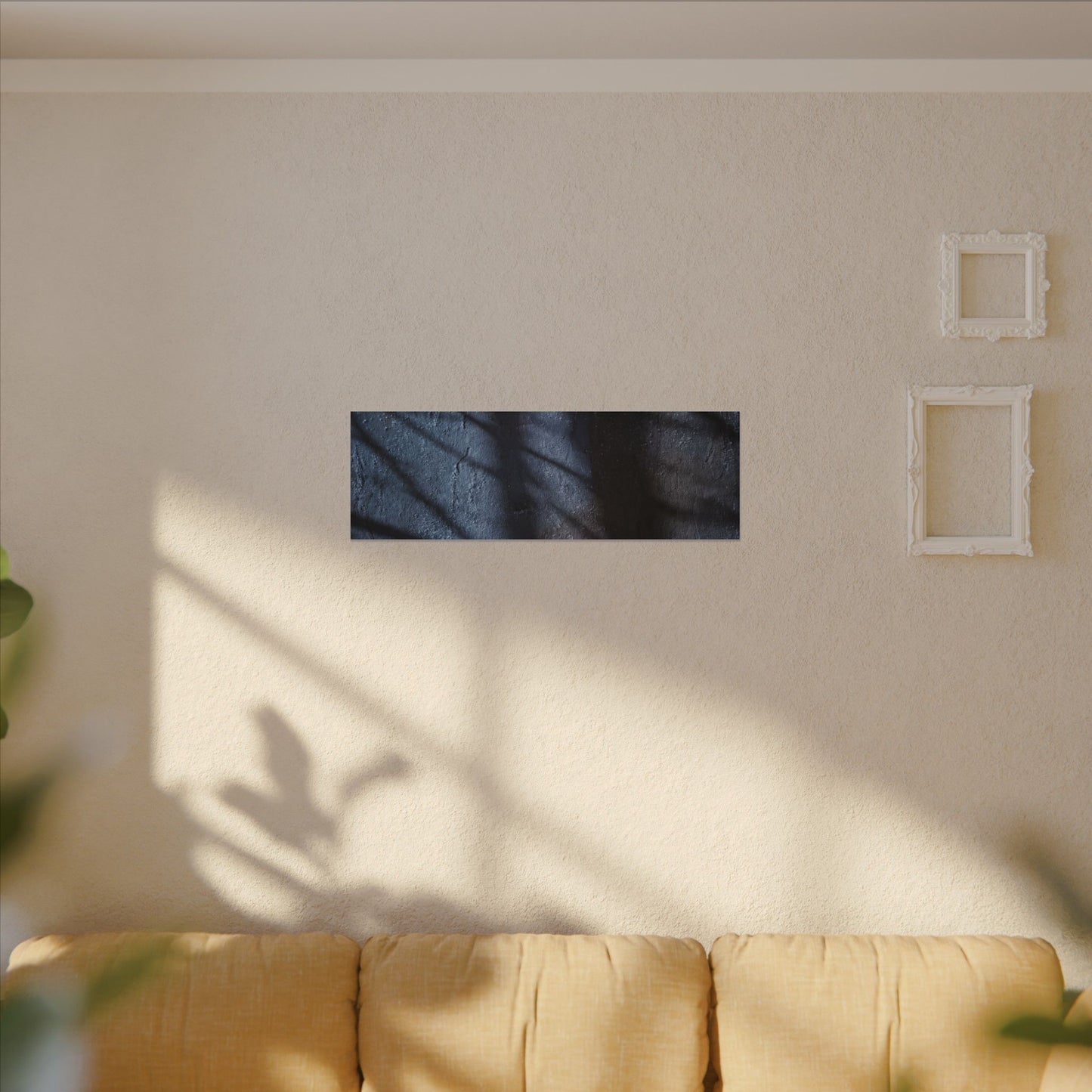 Dark Japandi Shadow Play in Moonlight | Moody Minimal Canvas Art