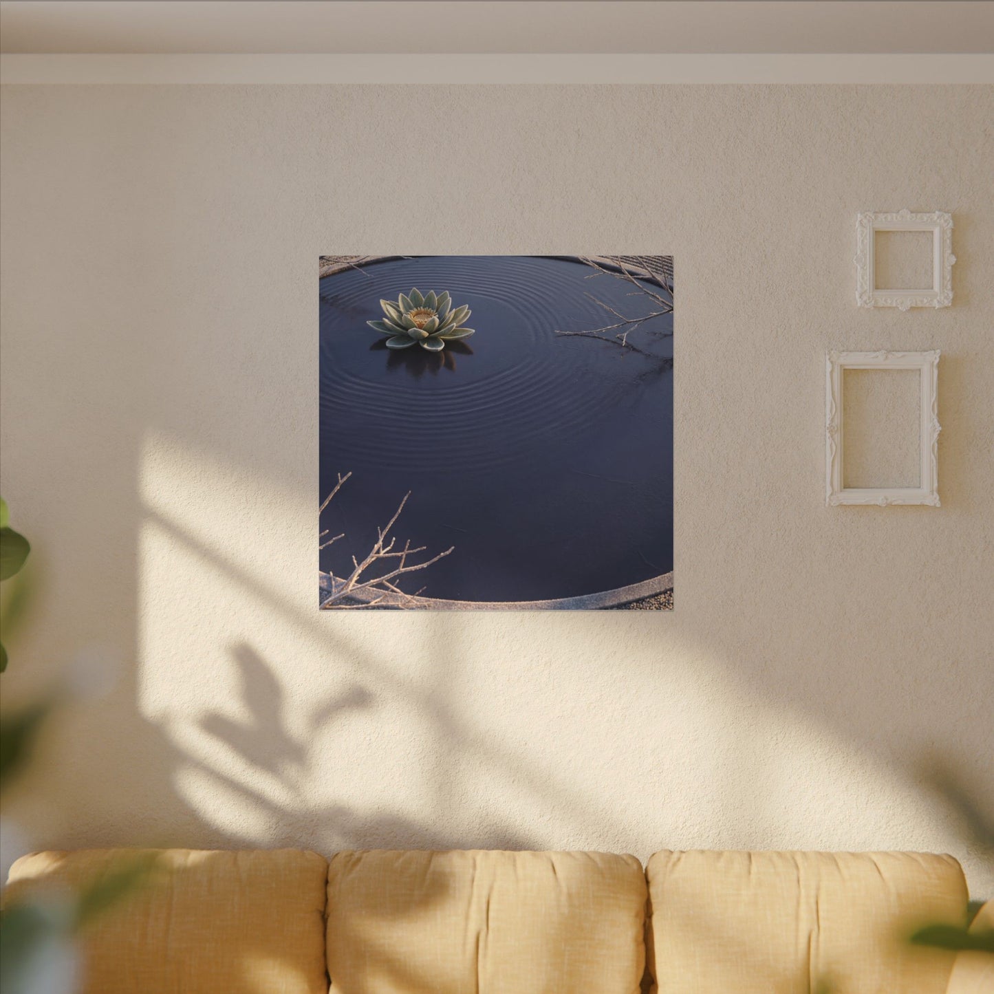Lotus Flower Canvas Art | Winter Zen Karesansui Art