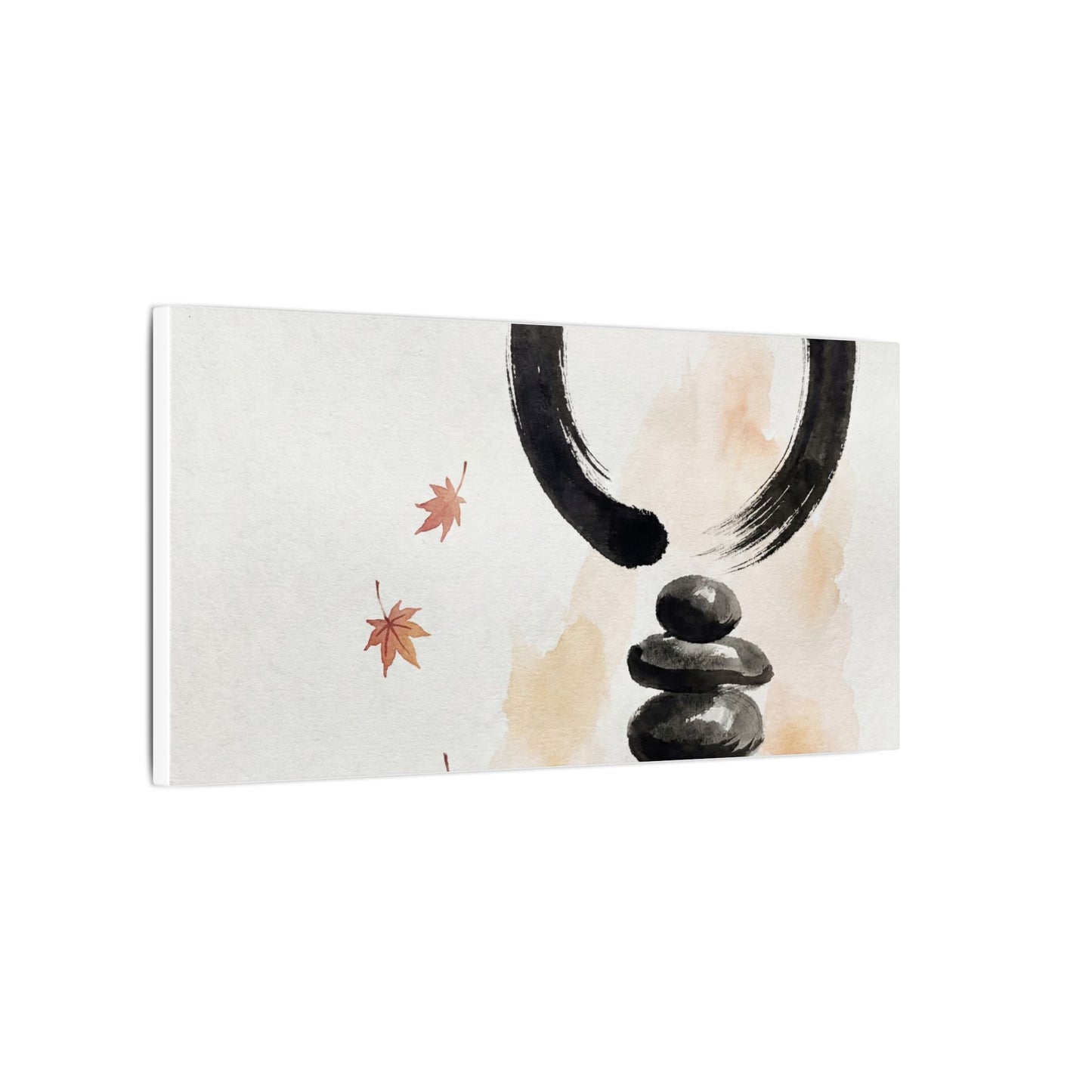 River Stones Canvas Art | Autumn Zen Enso Art