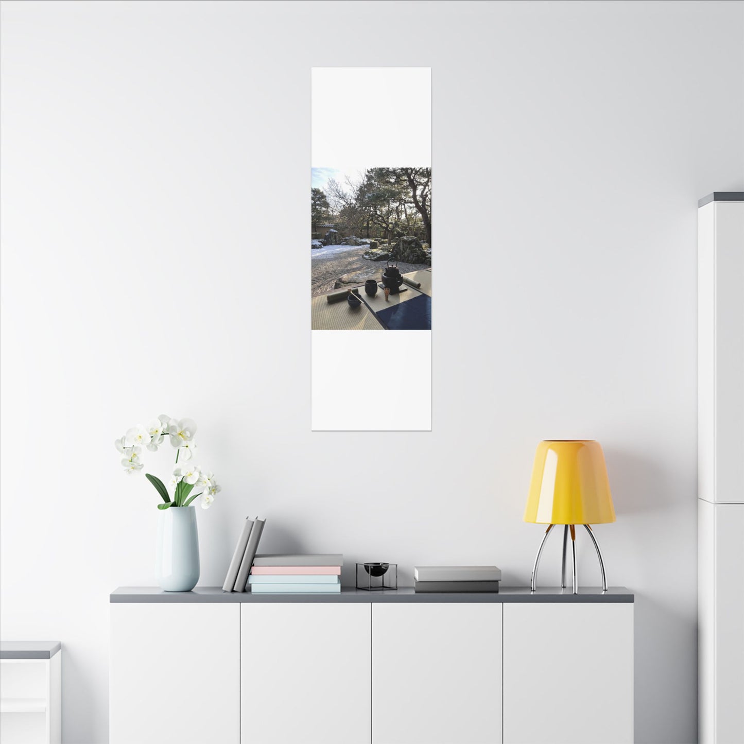 Winter Tea Ceremony Karesansui Canvas Art | Serene Decor
