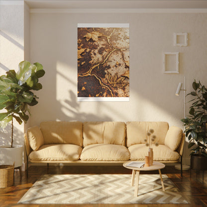 Kintsugi Rust Patina in Golden Hour | Gold Vein Canvas Art