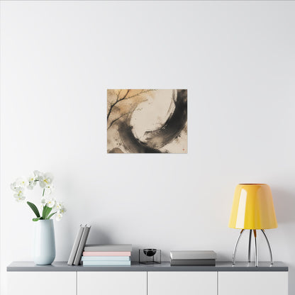 Japandi Ink Brushstroke in Golden Hour | Watercolor Canvas Art