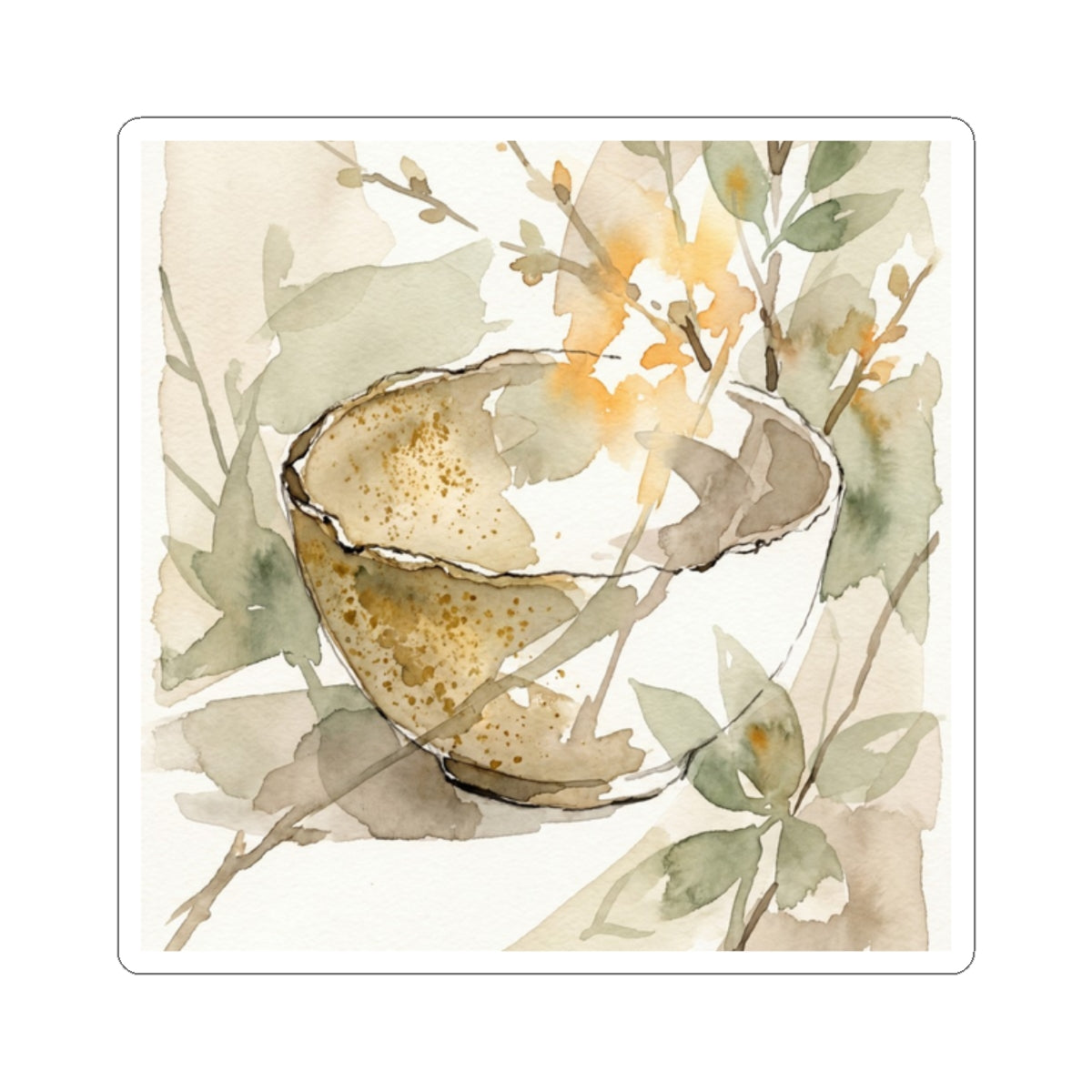 Ma Ceramic Bowl Sticker - Japandi Watercolor