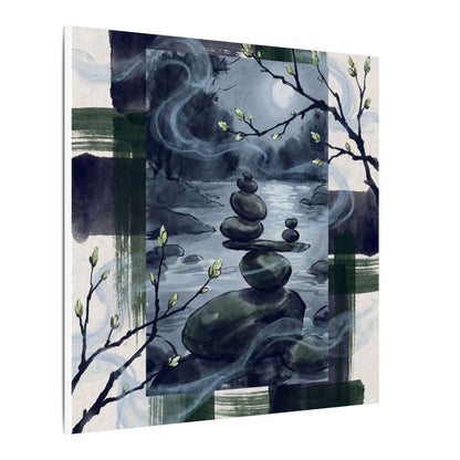 Moonlight River Stones Canvas Art - Zen Shibui