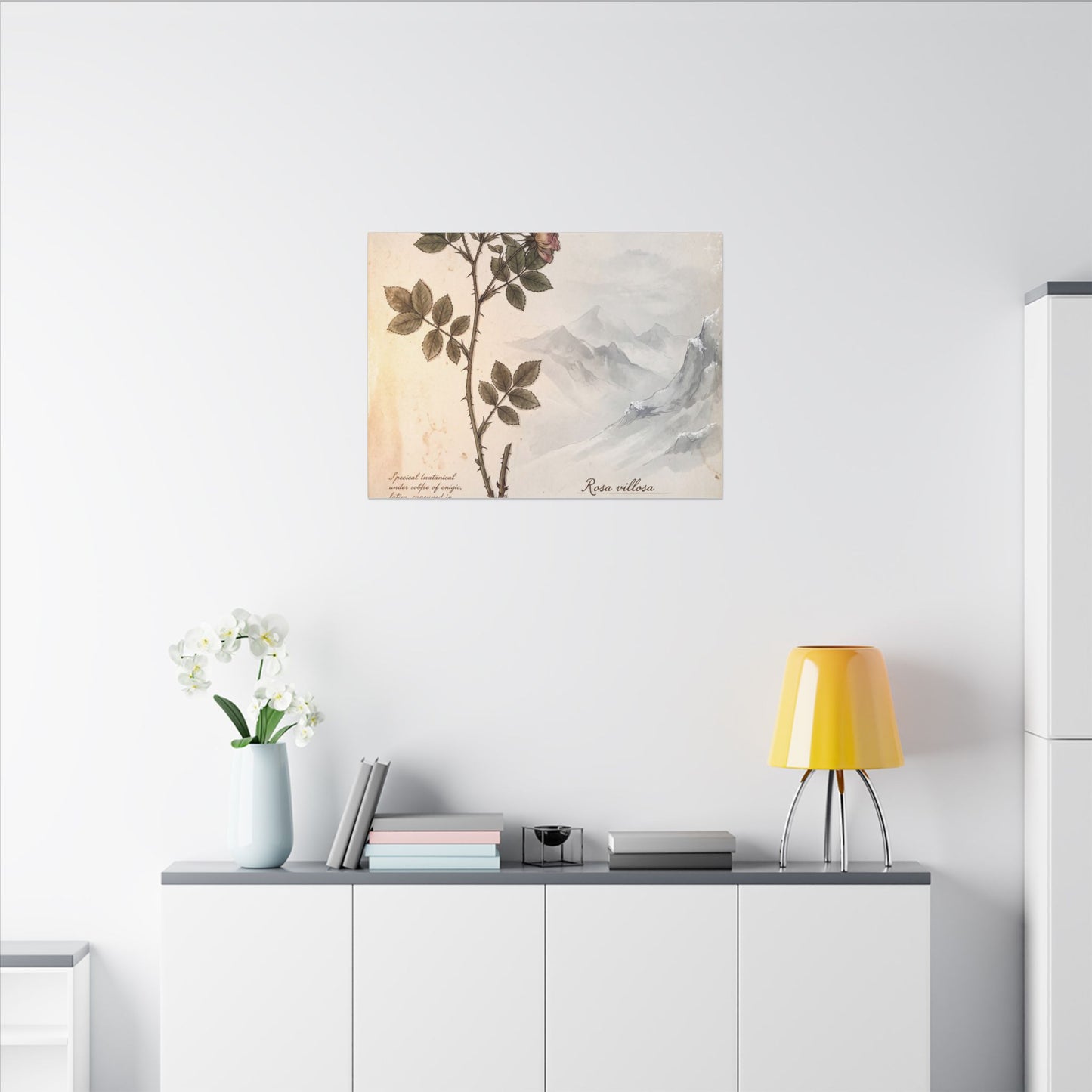 Winter Mountain Mist Herbarium Canvas Art | Earthy Decor