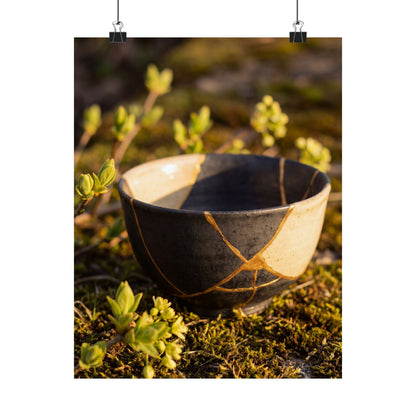 Kintsugi Broken Pottery in Golden Hour | Gold Repair Wall Art Print Art Print