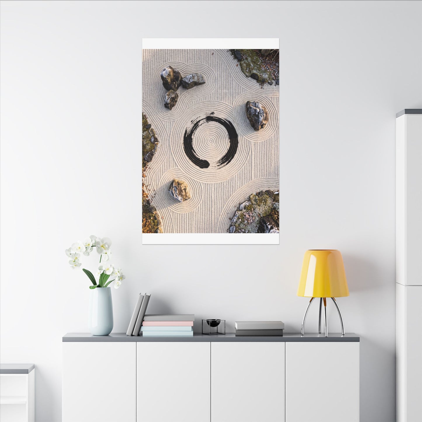 Rock Garden Canvas Art | Winter Zen Enso Art