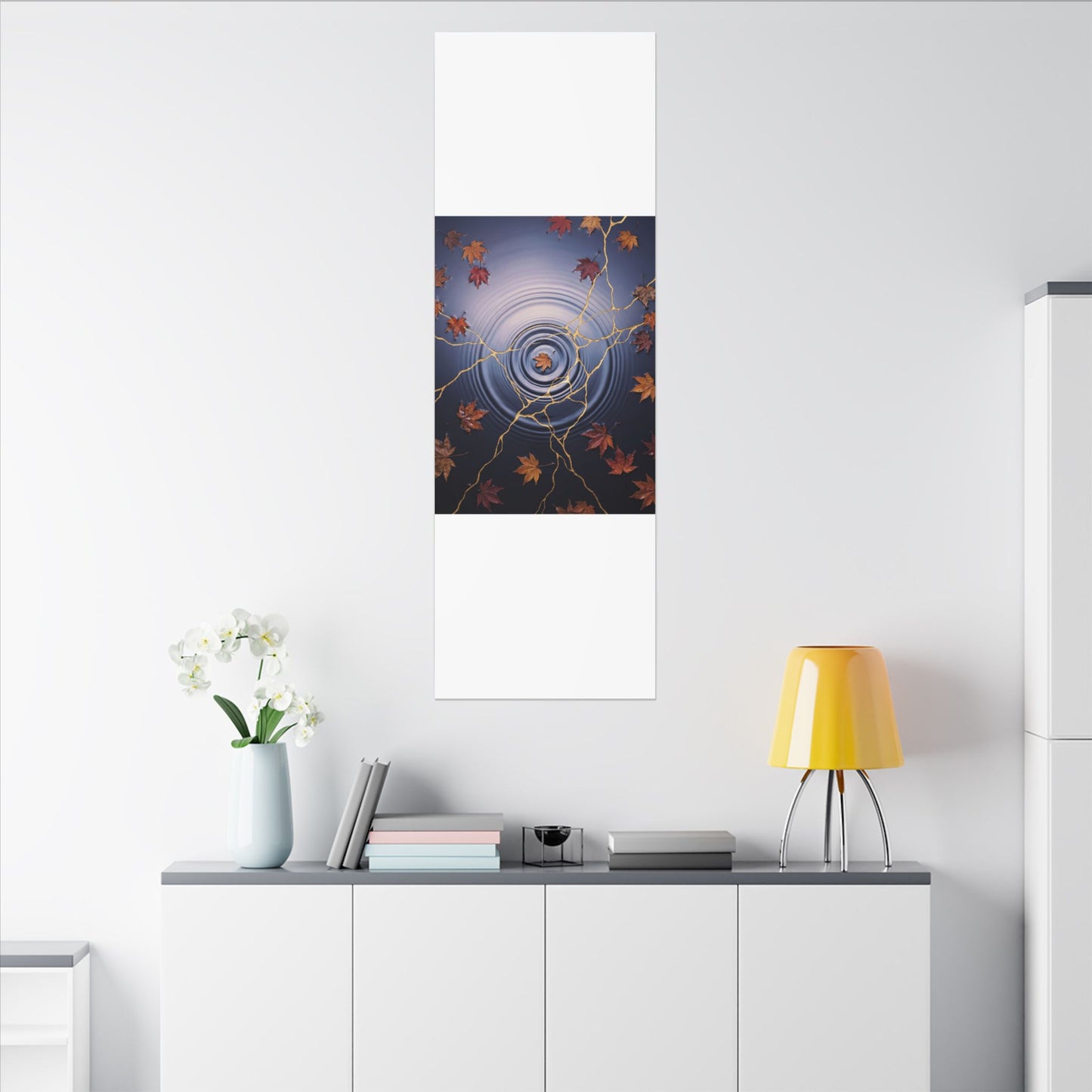 Kintsugi Water Ripple in Dawn | Gold Vein Canvas Art