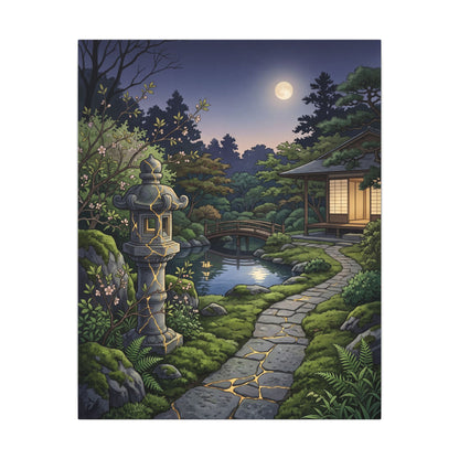 Spring Moonlit Garden Gold Vein Canvas Art | Resilient Decor