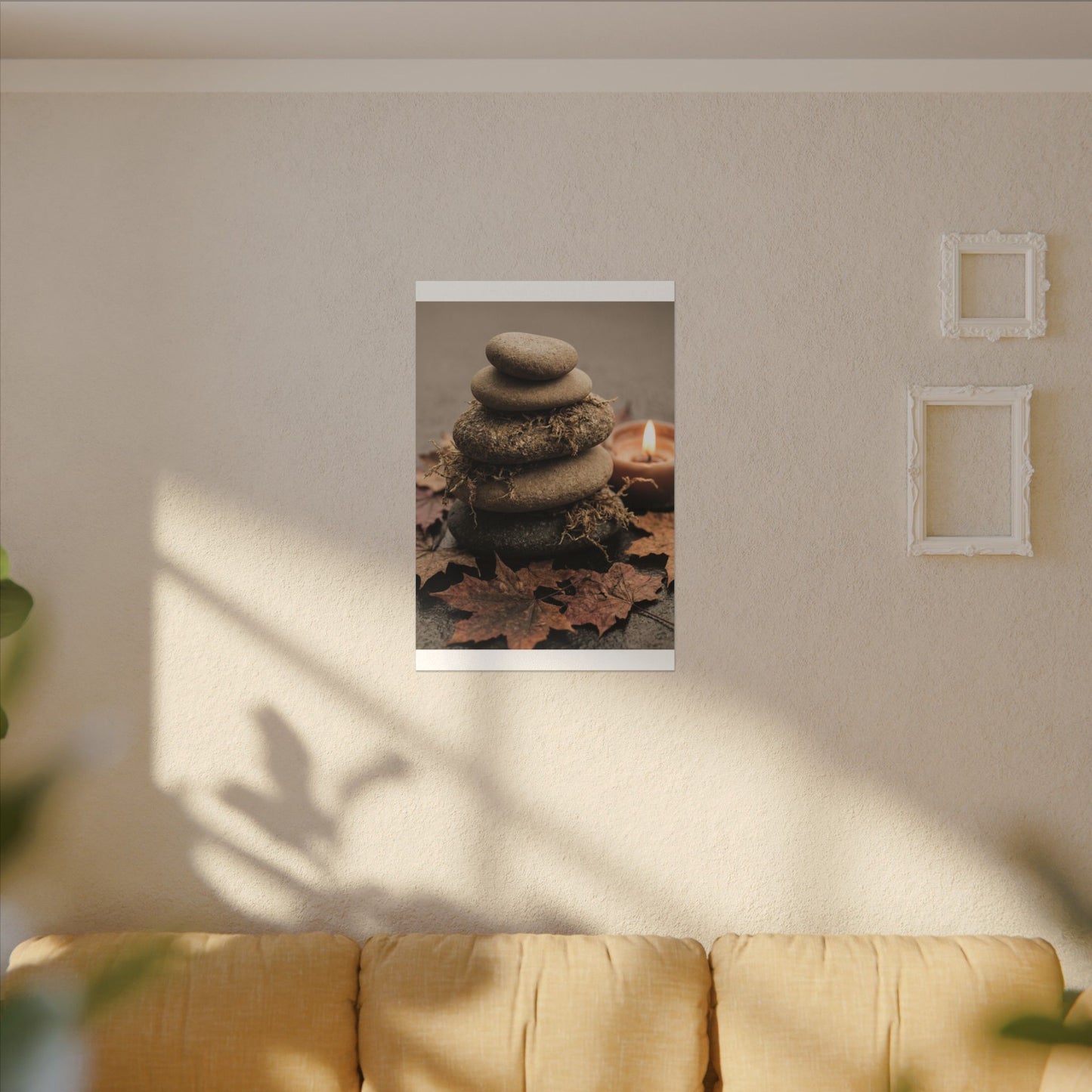 River Stones Canvas Art | Autumn Japandi Texture Art