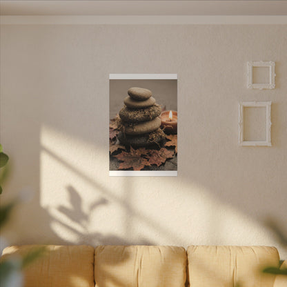 River Stones Canvas Art | Autumn Japandi Texture Art