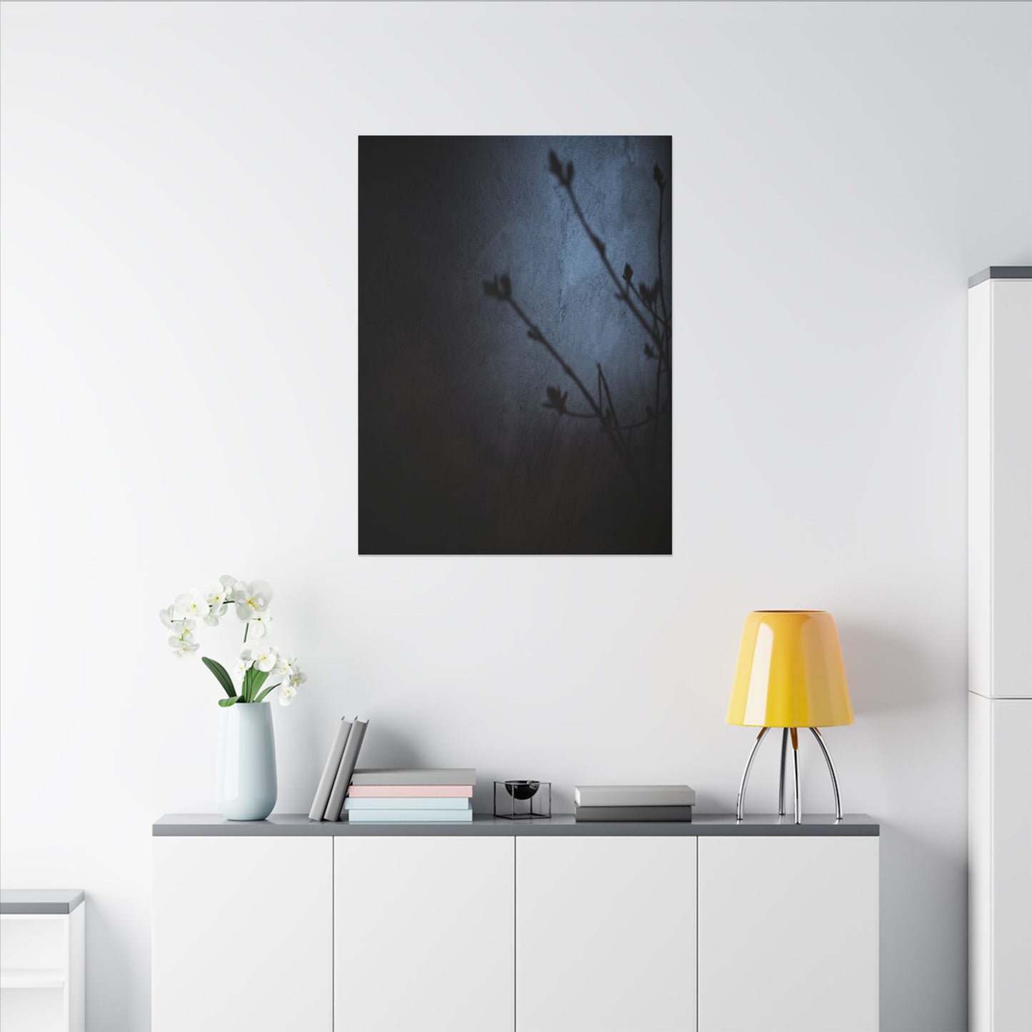 Shadow Play Canvas Art | Spring Dark Japandi Moody Minimal Art