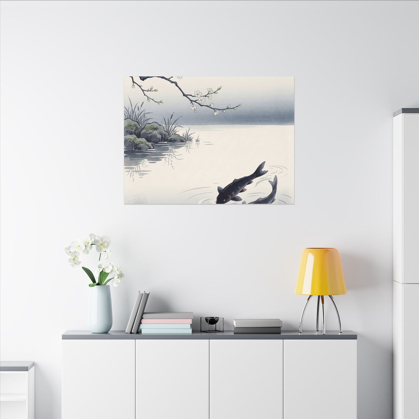 Ma Koi Pond Canvas Art - Zen Ukiyo E Inspired