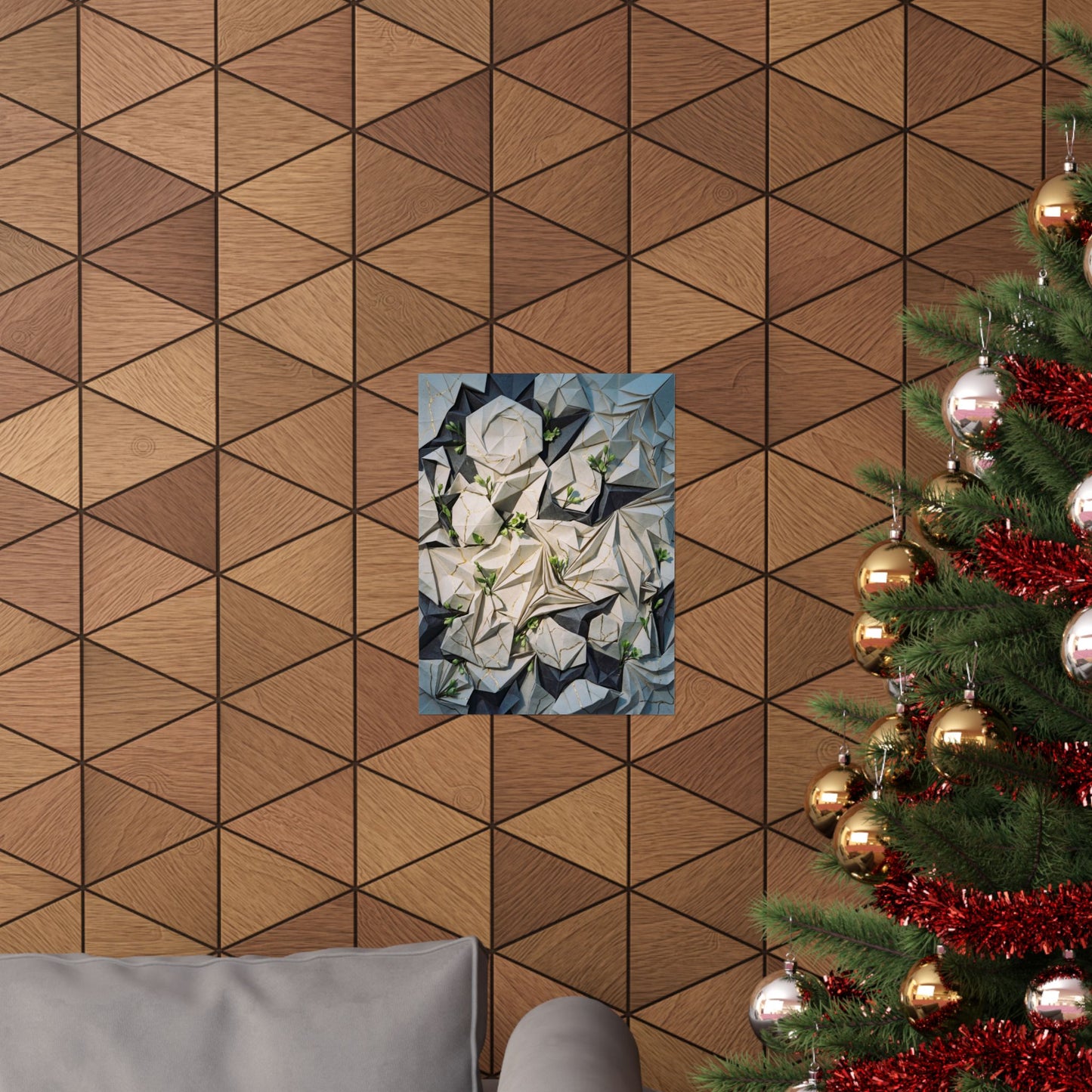 Paper Fold Gold Vein Wall Art Print | Resilient Kintsugi Art