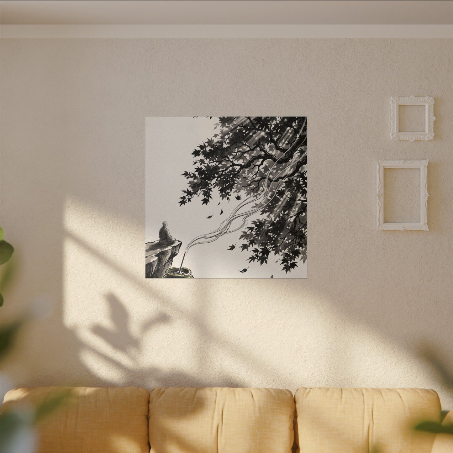 Serene Incense Smoke Canvas Art - Ukiyo E Inspired Zen
