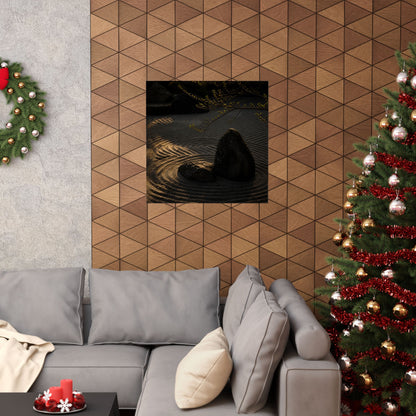 Golden Hour Rock Garden Wall Art Print - Dark Japandi Ma
