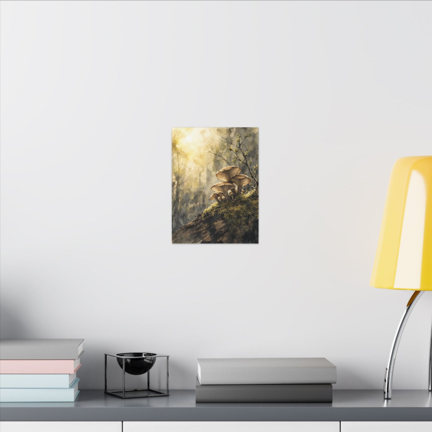 Wild Mushrooms Canvas Art | Spring Japandi Watercolor Art