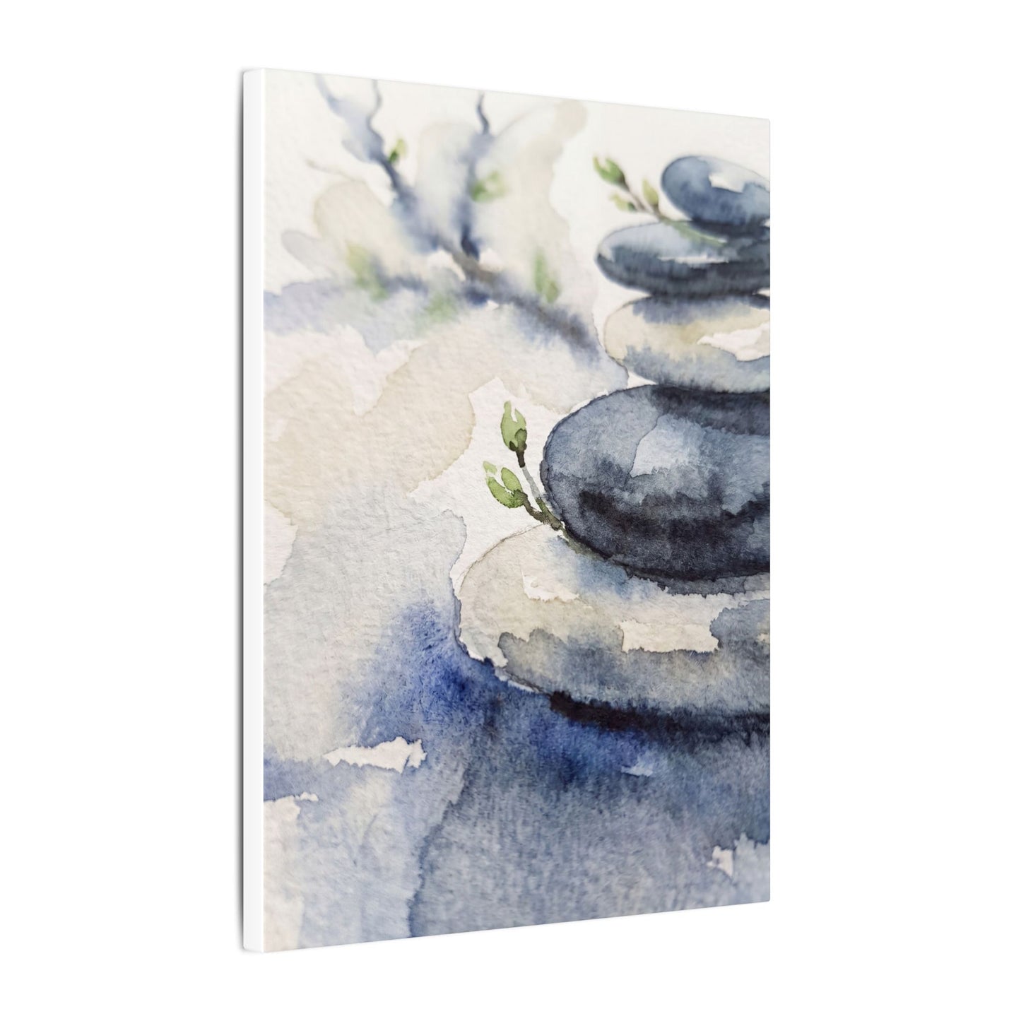 River Stones Watercolor Canvas Art | Cozy Japandi Art