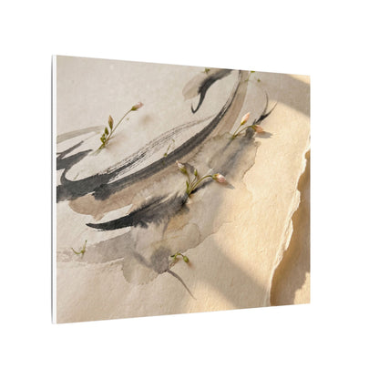 Ink Brushstroke Watercolor Canvas Art | Neutral Japandi Art