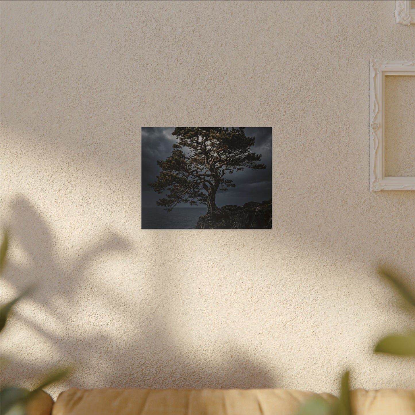 Dappled Pine Tree Canvas Art - Dark Japandi Fukinsei